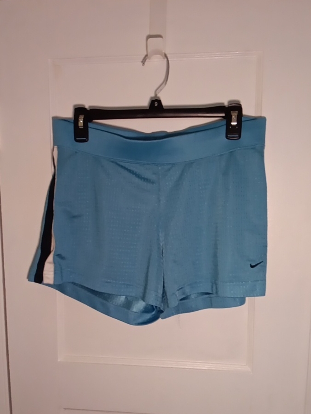 Nike Sky Blue Women's Athletic Shorts with Side Stripe